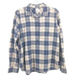 J. Crew Plaid Boy Fit Shirt Size LG Popover Flannel Fall Oversized 90s Tomboy